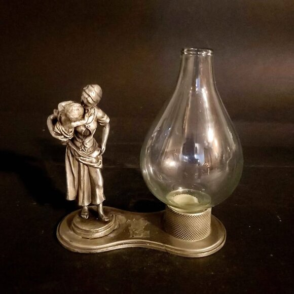 Vintage Fine Pewter Figurine Candle Holder - Picture 1 of 9